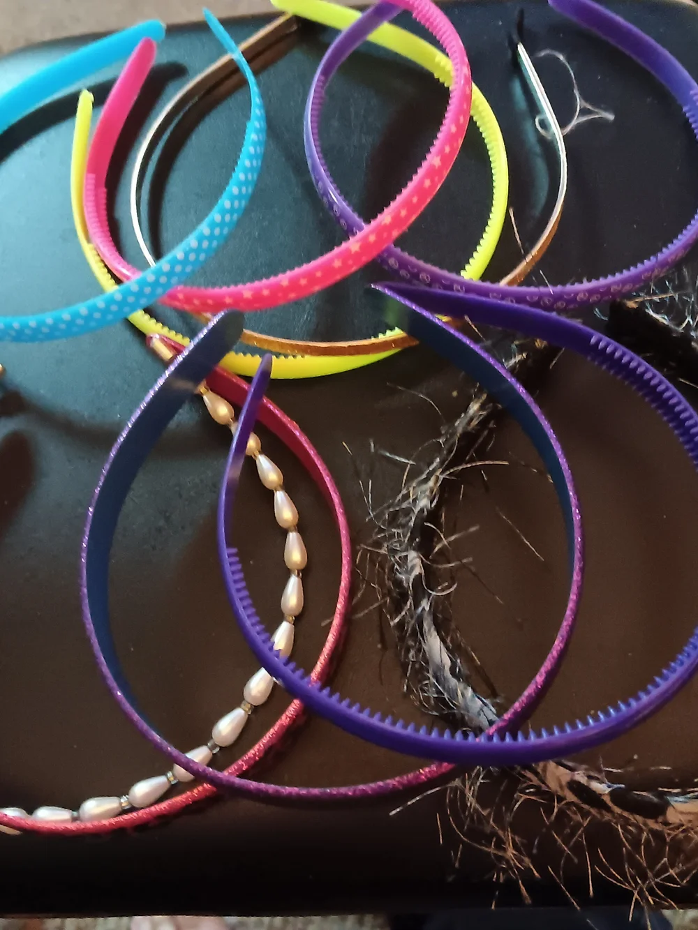 Assorted Girls Plastic Headbands - Purple, Blue, Pink, Yellow, Brown, Set Of 10